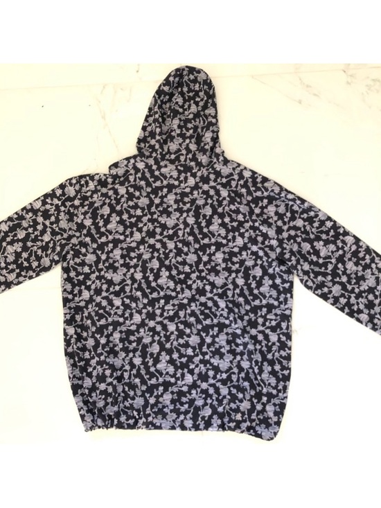 J. Jill Fit On-The-Go Zip Front Hooded Jacket size M Wind Breaker Black Floral - Picture 8 of 12